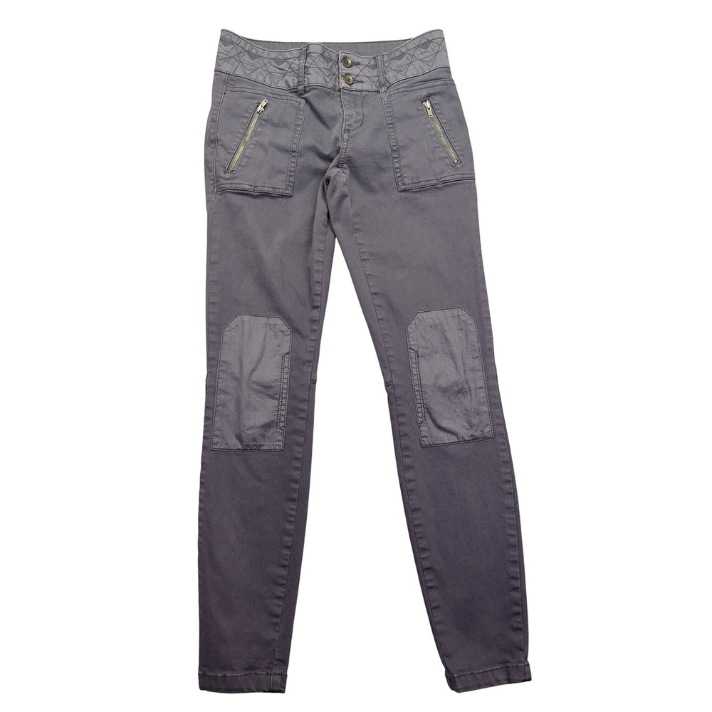 Pilcro Letterpress Moto Pants Zipper Pocket Knee Patch Gray Size 26 Fits 27.5"